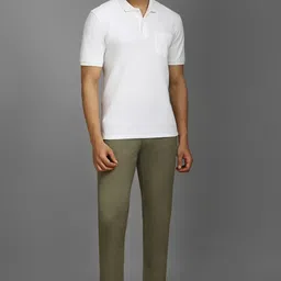louis philippe Men Slim Fit Green Cotton Blend Trousers image 2