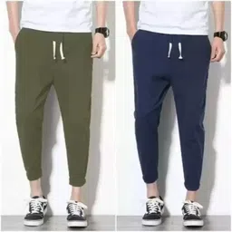 arico Pack of 2 Men Solid Blue, Olive Track Pants-picture-36