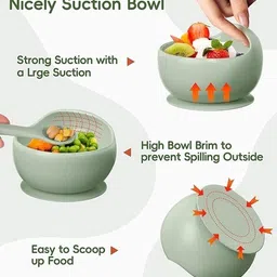 foxin Baby Feeding Bowl Set | Silicone Suction Bowl & Spoon for Kids - Food Grade Silicone image 3