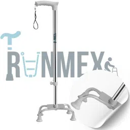 runmex Grey Walking Stick with Broad Base Chrome Dori – Height Adjustable & Sturdy Walking Stick image 4