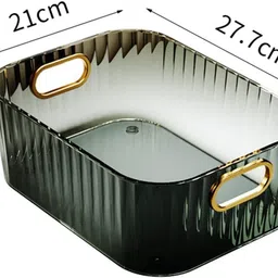 ge Plastic Storage Box with Handle Transparent Cosmetics Storage Organizer Storage(Green) Storage Basket image 3