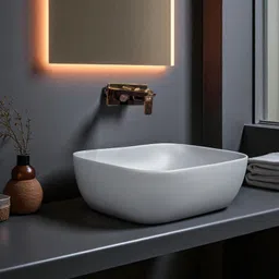 inletcera Premium Designer Ceramic Wash basin (Grey Matt) (18x13x5)(Grey Matt)RJ Table Top Basin image 2