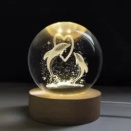 crecklos Heart Dolphins Crystal Ball 2.4 inch 3D Galaxy Ball lamp USB LED Wooden Base Table Lamp-picture-23