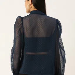 slenor Women Regular Fit Solid Spread Collar Party Shirt image 2