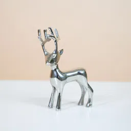 bulfyss Silver Decorative Reindeer Christmas Reindeer Figurine,Christmas Deer Table Top Aluminium Decorative Platter image 1