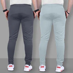 z-devil Pack of 2 Men Self Design Grey, Grey Track Pants image 2