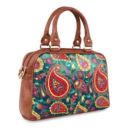 Sabhyata Multicoloured Ethnic Motifs Printed Shopper Handheld Bag with Applique image 2