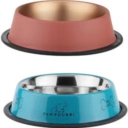 pawpourri Combo of Premium Anti-Skid Feeding Bowls for Dogs, cats & Puppy Pet Bowl pack 2 Stainless Steel Pet Bowl-picture-12