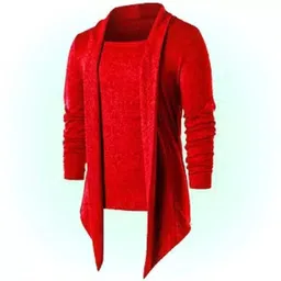 risemax Men Asymmetric Full Sleeve Red Shrug image 5