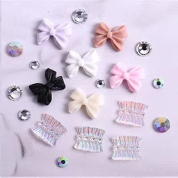 s.a.v.i 3D Nail Art Decoration Kit Bowknot Charms & Glass Rhinestones Nail Accessories image 4