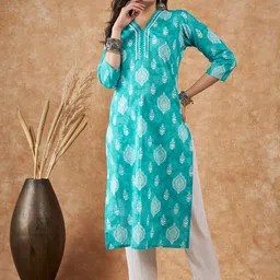 sangria Women Printed Pure Cotton A-line Kurta-picture-10