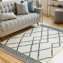 Cream Geometrical Wool 5 x 7 Feet Hand tufted Carpet by Surya Living image 1