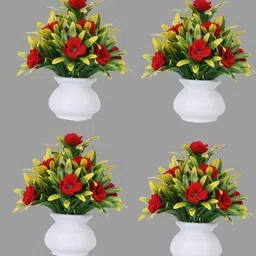 kanraj Rose Artificial Flowers with Pot for Home and Office Decoration Red Rose Artificial Flower with Pot-picture-14