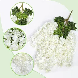 jj homes Artificial Wisteria Flower Vine 4 Pack Silk Long String Home Party Decor(White) White Westeria Artificial Flower image 2