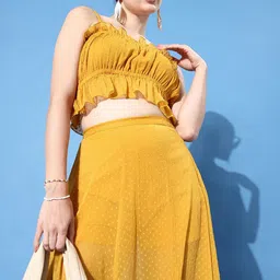 anvi be yourself Women Solid Flared Yellow Skirt image 5