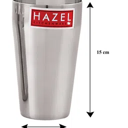 hazel (Pack of 2) Stainless Steel Plain Traditional Jumbo Water Lassi Glass Water/Juice Glass image 3