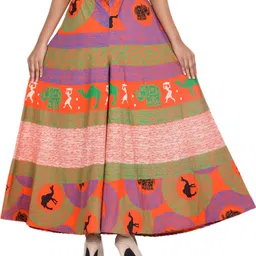 samjhi Women Flared Orange Pure Cotton Trousers image 2