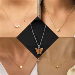 boghra sales combo pendant for girls Gold-plated, Silver, Rhodium Pearl, Crystal Brass, Silver, Alloy Pendant-picture-17