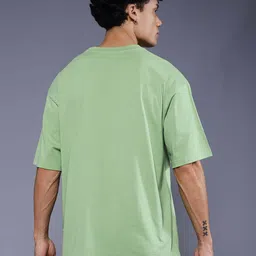 pronk Men Solid Round Neck Pure Cotton Green T-Shirt image 2