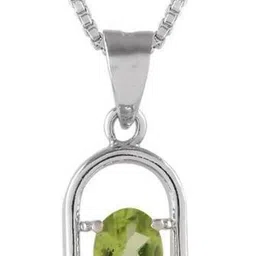 Femme Jam 925 Sterling Silver Natural Peridot Gemstone Pendant & Chain for Women & Girls Peridot White Gold Pendant-picture-28