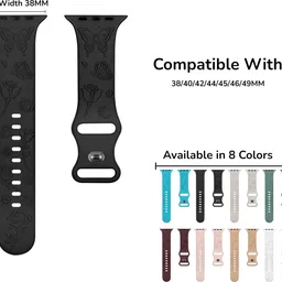 LORENZ Floral 3D Pattern Strap Combo Compatible with iWatch 38/40/42/44/45/46/49MM 40 mm Silicone Watch Strap image 5