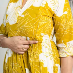 shri krishna textile Women Maxi Yellow Full Length Dress image 3