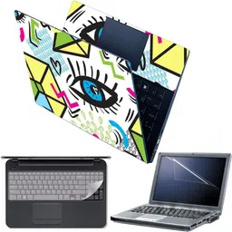 Anweshas 4 in 1 Combo Pack with Laptop Skin Sticker Decal, Palmrest Skin, Screen Protector, Key Guard for 15.6 Inch Laptop - Eye Abstract White Combo Set-picture-12