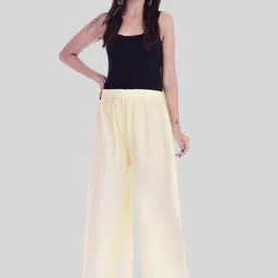 pinkcity style Women Regular Fit Cream Viscose Rayon Trousers image 3