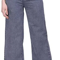 Women Flared High Rise Grey Jeans-image-0