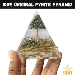 solava Original Pyrite Crystal Pyramid for Money Good Luck Prosperity Positivity Vastu Decorative Showpiece - 8.5 cm image 2