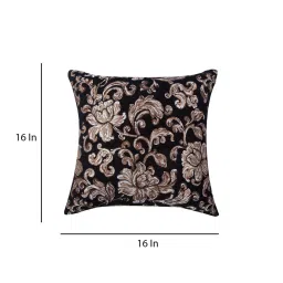 Black Floral Polyester 16 x 16 Inches Cushion Covers (Set of 5) by Cazimo image 4