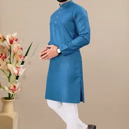 shivgarment Men Solid Pure Cotton Straight Kurta image 3