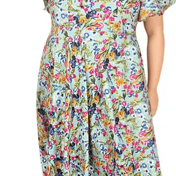 oomph! plus Women Fit and Flare Green, Blue Maxi/Full Length Dress-picture-35