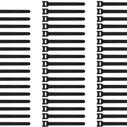 syga 50pcs Velcro Cable Tie, Hook and Loop Straps Fastener, Nylon Reusable Self-adhesive Cable Organiser for PC TV USB Network Cable, Velcro Tape for Home and Office-12mm Width and 150mm Length, Black Sew-on Velcro-picture-10