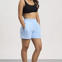 color capital Solid Women Blue Regular Shorts image 5