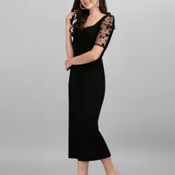 selvia Women Bodycon Black Midi/Calf Length Dress image 2