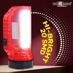 pick ur needs Bright LED Rechargeable Flashlight 50W + 20 SMD Side Handheld with Eco Friendly Solar Panel (3W+9V)Color As Per Availability 6 hrs Torch Emergency Light image 3