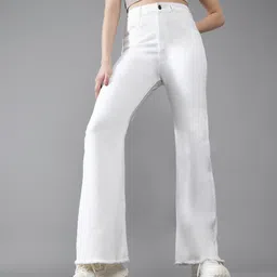 dolce crudo Women Relaxed Fit High Rise White Jeans image 2
