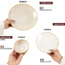 the white space living Pack of 18 Ceramic Handcrafted Stoneware Reactive Glaze Ceramic Dinner Set, 18 Pieces Dinner Set image 2