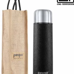 pexpo 24 Hrs Hot & Cold ISI Certified with Jute-bag Flexo Vacuum insulated Bottle 500 ml Flask image 1