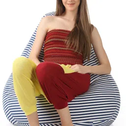 txor XL Classic Cotton Canvas Stripes Printed Teardrop Bean Bag With Bean Filling image 3