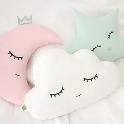 crispy toys The Purple Tree Cute Cloud Moon Star Cot Cushion (Pack of 3) - 12 mm image 1