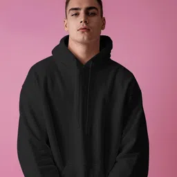 zylute Men Solid Hooded Neck Black Sweater-picture-11