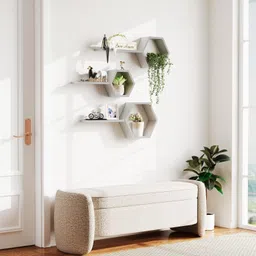 stylish art maker Wall Shelf for Home&Office Decor Item Wall Mounted floating Shelf Set Of6(GREY) Wooden, MDF (Medium Density Fiber) Wall Shelf image 2
