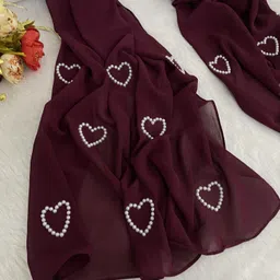 qalb luxuria Self Design Georgette Women Maroon Stole image 4