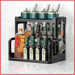 wolpin Utensil Kitchen Rack Kitchen Shelf Stand Spice Rack Container Oil Bottle Organizer for Kitchen Plastic-picture-11