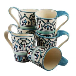 vareesha The Royal 150ml Blue & White Ceramic (Set of 6) Coffee Mug image 3