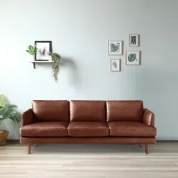 febonic Sterio Leatherette 3 Seater Sofa in Lama Brown Colour-picture-17