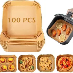 bazaarnest 100 Pcs Cook Healthier with Air Fryer Paper Liners – Square Fit Airfryer Tray-picture-10