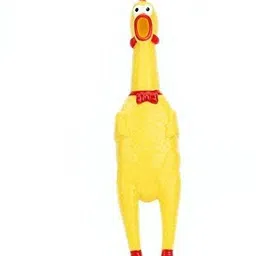 dogtrust Dog Trust Pet Dog's Rubber Screaming Chicken Squeaker Chew Toy-Large (Yellow) Duck Dog Chew-picture-28